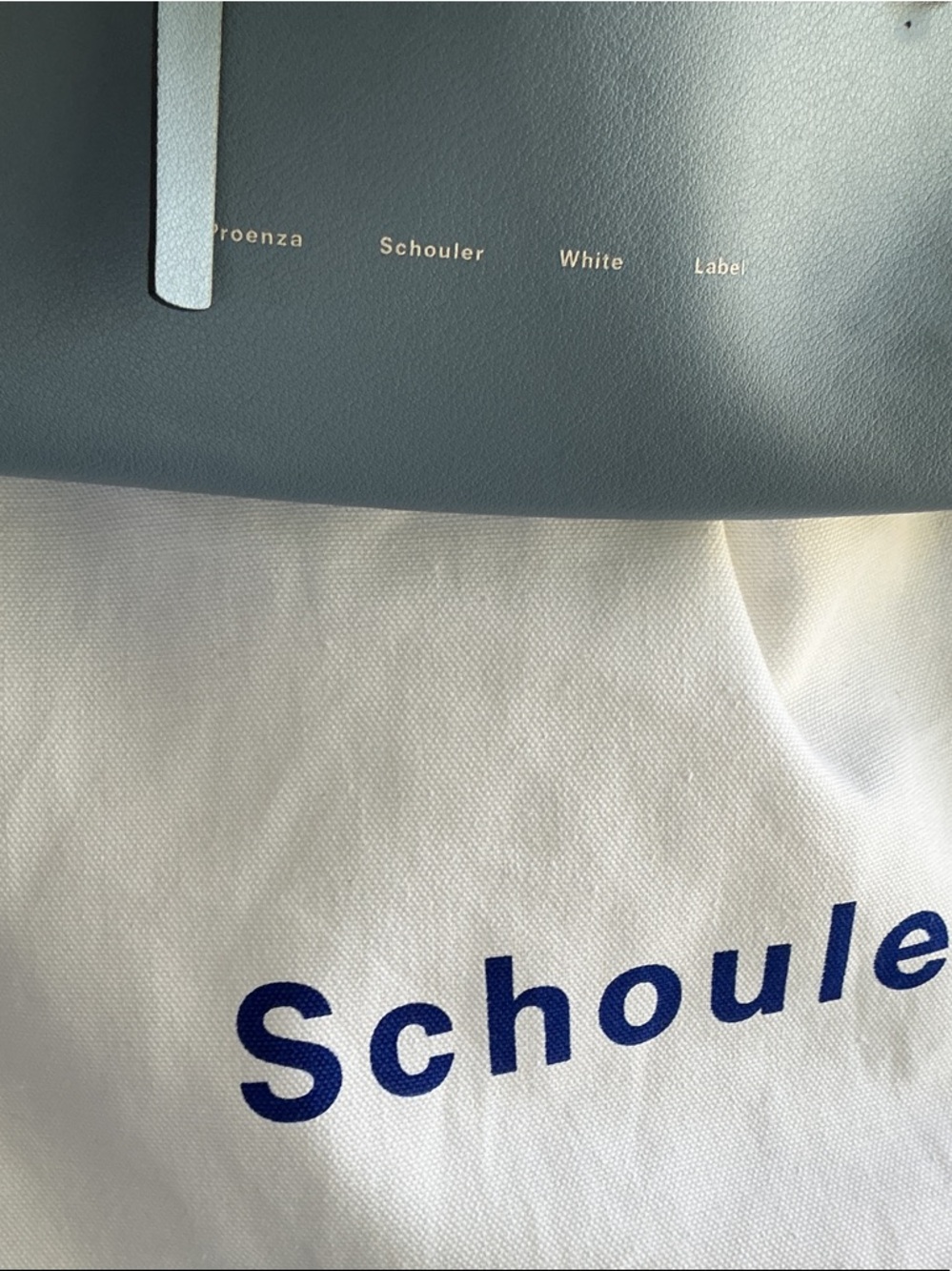 Proenza Schouler Light Blue Leather Tote with Double Compartments and Top Tie - Picture 2 of 8